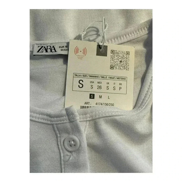 NEW Zara Women’s Small White Button Top Long Sleeved Bodysuit NWT - Picture 2 of 4